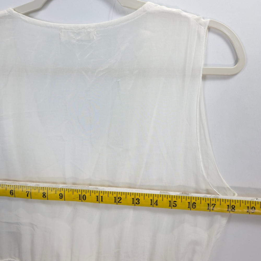 CP Shades Off White Dress Women S Cotton Silk Tie Waist Quiet Luxury Feminine - Picture 6 of 14